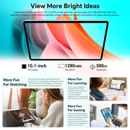 Teclast ODEA A10 Tablet for children, Widevine L1, 10.1 inches, 12GB(4GB+8GB) RAM, 128GB ROM, 8 cores, UNISOC T606, 1280x800, Android 14, Mali-G57, 6000mah, 5MP+2MP, Supports TF up to 1TB, GPS