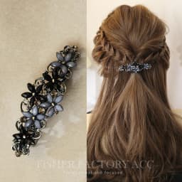 Elegant Floral Hair Clip Alloy Spring Clasp with Rhinestones Minimalist Ponytail Holder for Back Head Women Hairpin