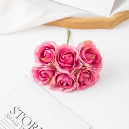 6Pcs Artificial Flowers Wedding Mini Bouquet Wreath Scrapbooking for Home Christmas Decor Diy Holiday Accessories Silk Tea Rose