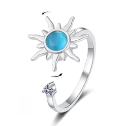 SMJEL Flower Shiny Rhinestone Rotatable Fidget Spinner Ring for Women Anti Anxiety Butterfly Animal Design Anti Stress Accessory