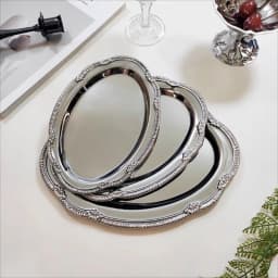 Vintage Embossed Silver Jewelry Tray Serving Platter for Necklace Earrings Rings Storage Organizer Table Decoration for Women