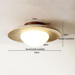 IWHD Wood Canopy LED Ceiling Light Fixture Nordic Modern Simple Ellipse Natural Yellow Travertine Ceiling Lamp Lamparas De Techo