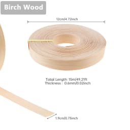 1.9 cm X 15m Hot Melt Adhesive Melamine Edge Banding Flexible Veneer Edging for Plywood Table / Cabinet, Pre-glued Veneer Edging
