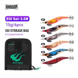 Kingdom 6pcs EGI Squid Bait Set 2.2# 2.5# 3.0# Artificial Jigging Lures Sea Fishing Octopus Cuttlefish Luminous Sinking Lure