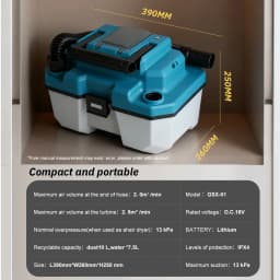 TUNGFULL 3-in-1 Brushless Vacuum Cleaner Cordless 1200W High Power Wet/Dry/Blow Dust Extractor Compatible with Makita