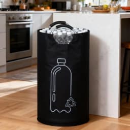 Large Capacity Empty Bottle Storage Basket With Aluminum Handle 82L Wastewater Bottle Collector Bag Folding Recycling Bin