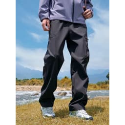 GOLDEN CAMEL Men's Hiking Pants Workwear Warm Plus Fleece Pant Straight Paratrooper Loose Sport Trousers Outdoor Water-repellent
