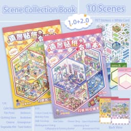 HEYBAO Anniversary Mini Scene Book | Japanese Retro Comic Stickers & Cards, for Journal & Scrapbook Decor