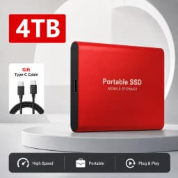 4TB Slim External SSD Portable Type-C Hard Drive USB 3.1 Storage for Mac Laptop PC Phone Backup Data