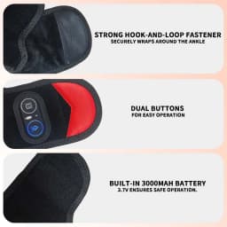 36pcs LED Beads 660&850nm Red Light Heating Belt Ankle Guard Band 3 Levels Heating and Vibration Ankle Wrap Foot Protection Tool