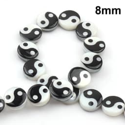 8/12mm Tai Chi Bagua Shell Beads Charm Pendant Black White Round Gossip Yin Yang Beads For Jewelry Making DIY Hairpin Gift