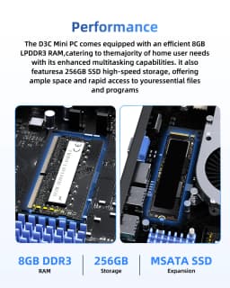 TexHoo Mini PC Intel I5-7300HQ/I7-9750H ITX Portable PC Win 10 Pro 8GB DDR3L 256GB SSD WiFi+BT 4K@60Hz Office Mini Computer