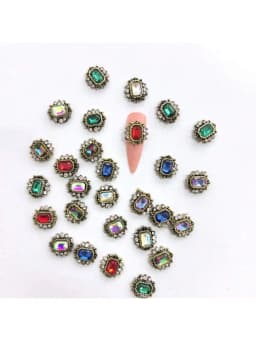 10pcs Retro Alloy Red Green Crystal Bright Strass Glitter Rhinestone Nail Art Decorations DIY 3D Jewelry Stone Supply Charms