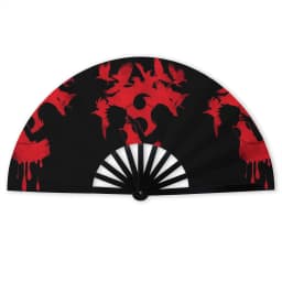 Anime U-Uchihaes Sasuke Japan Folding Hand Fan Custom Red Cloud Polyester Fabric Fan Novelty Summer Accessory Decorative Fans