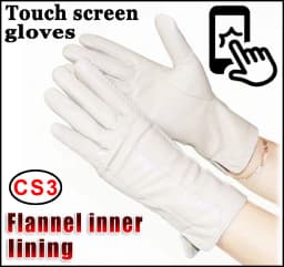 Leather gloves women's sheepskin flannel lining winter warmth high-grade black touch screen color leather gloves driving new