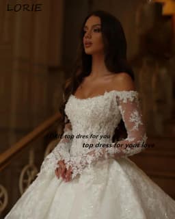 LORIE Flared Sleeve A-Line  Wedding Dress Off Shoulder Lace Appliques Bridal Gown Customized Backless Bride Dresses Party Dress