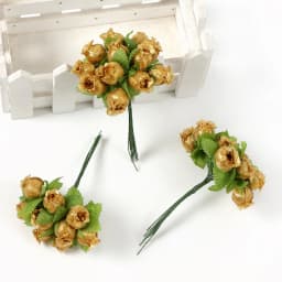 12Pcs Mini Artificial Rose Flowers Bouquet Silk Fake Flowers For Home Decor DIY Wedding Decoration Craft Wreath Gift Accessories