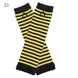 New Long Glove Arm Cover Classic Pink Black and White Striped Fingerless Elbow Gloves Warmer Knitted Wristband