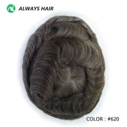 Invisible Hairline Hair System Unit for Men 0.03-0.04mm Super Thin Base Toupee Indian Human Hair Mens' Topper Wig
