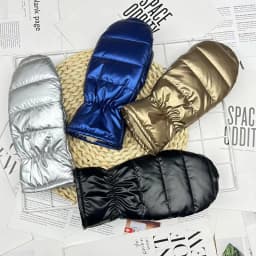 Winter New Plus Velvet Thick Warm Hands Mittens Outdoor Skiing Waterproof Windproof Women Gloves Solid Color Glossy Gloves
