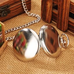 Brushed Silver Smooth Mechanical Pocket Men Watch Roman Numerals Dial Elegant Antique Stylish Hand Winding Pocket Clock Male