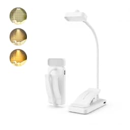 Rechargeable Clip Book Light Gift with Red Warm White Pink 3 Lighting Modes Flexible Gooseneck Eye-Care Clip Lamp Bedroom