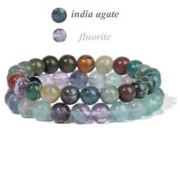 2Pcs Colorful Natural Stone Bead Bracelet Set 8MM Natural Agates Turquois Amethysts Quartzs Gem Stretch Bangle Jewelry Gift