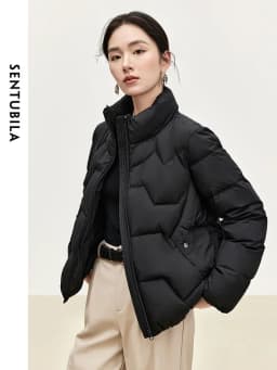 SENTUBILA Women's Short Down Puffer Jackets 2026 Light Weight Stand Neck Zipper Winter Duck Down Coat Female Clothing W44Y56637