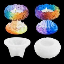 DIY Lotus-Candlestick Silicone Mold Lotus Bracket Resin Mold Lotus Tray Ornaments Epoxy Casting Mold Home Decoration