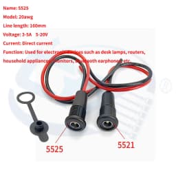 1-5 Waterproof DC5525 Power Sockets, DIY Audio Computer Installation 55 * 21 Charging Interface CCTV with Power Extension Cable