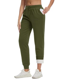 TACVASEN Warm Sherpa Lined Thermal Drawstring Sweatpants Women's Winter Fleece Pants Insulated Athletic Joggers with Pockets