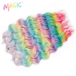 Magic 24Inch 3PCS Loose Wave Synthetic Crochet Hair Bundles Copper Red Heat Resistant Hair Extensions For Women Braiding Styling