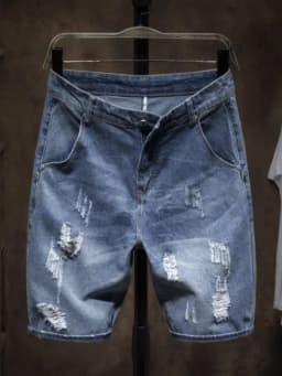 Summer Thin Loose Straight Leg Men's Jeans Shorts Casual Vintage Style Five-Quarter Length Comfortable Fit Workwear Denim Shorts