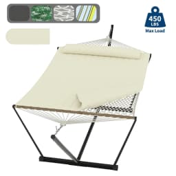 2 Person Portable Hammock with Stand for Outdoor with Pillow, 450LBS Capacity