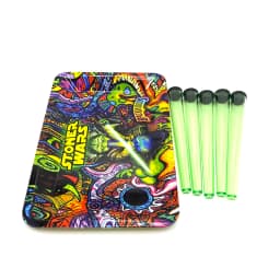 5pcs Airtight Storage Containers Smell Proof Holders with Metal Rolling Tray 18X12.5CM Tobacco Smoking Accessories