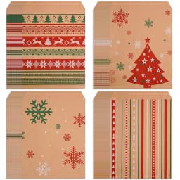 20-100Pcs Kraft Paper Gift Bags Christmas Biscuit Candy Snack Packaging Bag 2026 New Year Party Kids Favors Home Decor Supplies