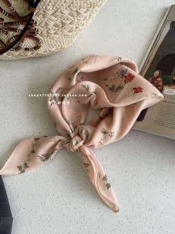 Cotton and Linen Square Towel Floral Polka Dot Scarf Literary Mori Headscarf Headband Bag Strap Female Japanese Korean Popular