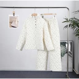 Elegant Printed Cotton Jacket Trouser Women's Set Hooded Thicken Zipper Coat Straight Pants Loose Lady 2026 Winter Autumn Suit