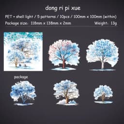 JIANWU 10 Sheets Tree Shadow Shakes Leaves Series Landscaping Shell Light PET Sticker Creative DIY Journal Collage Stationery