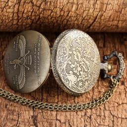Classic Quotes Good Thought Good Deed Good Word...Bronze Necklace Watch Gift for Men Women Quartz Movement Pendant Chain Clock