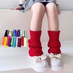 Autumn Solid Color Leg Warmers Middle Tube Socks Knitted Y2K Lolita Style Mid-Calf Socks for Children Girl