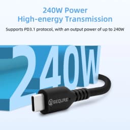 SEQURE 1.5M PD3.1 Extra Soft Silicone Wire Supports 240W Power for HT140 Anti-scalding Resistant to High Temperatures of 500℃