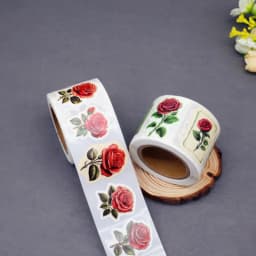 250 Pieces/Rroll Retro Red Rose Flower Pattern Decoration Roll Stickers Laptop Envelope Sealing Stickers