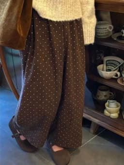 plus Size 300 Pou Polka Dot Corduroy Wide Leg Pants Women's Casual Loose Slimming Versatile Spring Autumn High Waist Elast...