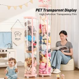 Transparent Doll Storage Box Plush Toy Circular Organization DIY Zipper Storage Tube Children's Toy Organizer Kid Christmas Gift