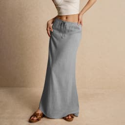 Women's Basic Versatile Drawstring Low Waist A Line Casual Skirts Sexy Tight Solid Color Bodycon Long Maxi Skirts