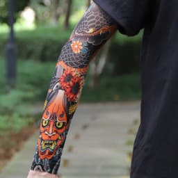 Ultra thin seamle Tattoo Flower Arm For Men Women Cool Travel Cycling Elastic Scratch Resistant Sunscreen Arm Sleeves Accessorie