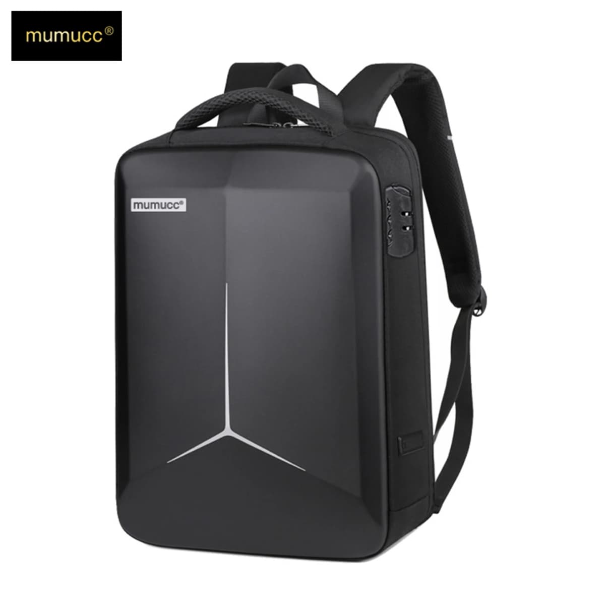MUMUCC Hard EVA Shell Laptop Backpack Shockproof USB Type C Charging Anti Theft Password Lock Travel Backpack with Luggage Strap