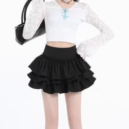 Mini Skirt Cute Sexy Balletcore Elastic High Waist Ball Gown Summer Ruffle Lolita Skirt Short Korean Sweet Y2K Women Clothing