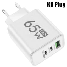 65W USB GaN Charger 3 in 1 PD Type C Fast Charging Mobile Phone Power Adapter For iPhone 15 Xiaomi Samsung Oneplus EU/US/KR Plug